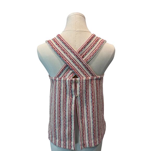 Madewell Shirt Womens Size XS Boucle Stripe Cross Open Back Tank Top - Picture 2 of 12